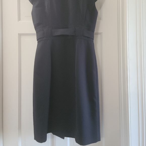 Black Calvin Klein knee length belted dress 10 EUC - Picture 2 of 3